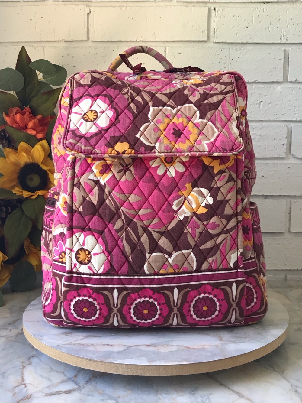 Vera Bradley Carnaby Large Backpack Pink Floral Quilted